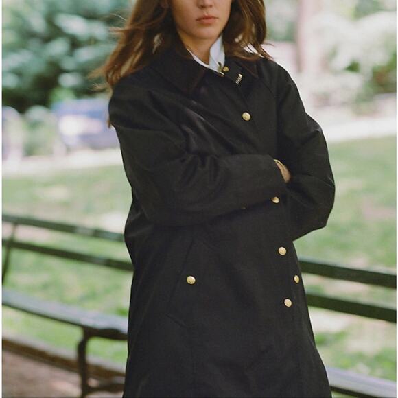 J.Crew NWT Long Barn Coat Black Waxed Twill Small Removable Quilted Vest - Picture 2 of 16